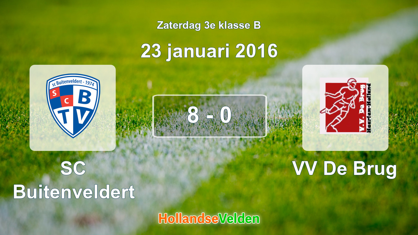 Gespeelde wedstrijd: SC Buitenveldert - VV De Brug 8 - 0 (23 januari 2016)