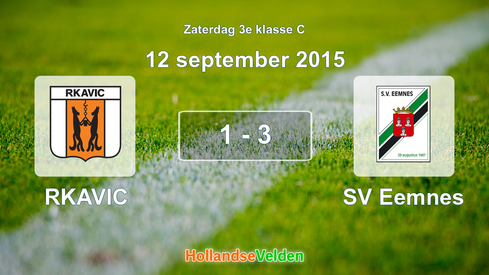 Gespeelde wedstrijd: RKAVIC - SV Eemnes 1 - 3 (12 september 2015)