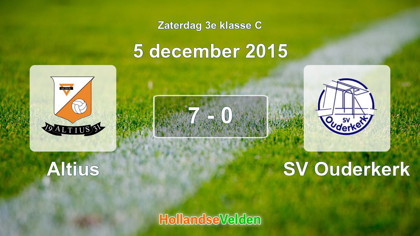 Gespeelde wedstrijd: Altius - SV Ouderkerk 7 - 0 (5 december 2015)