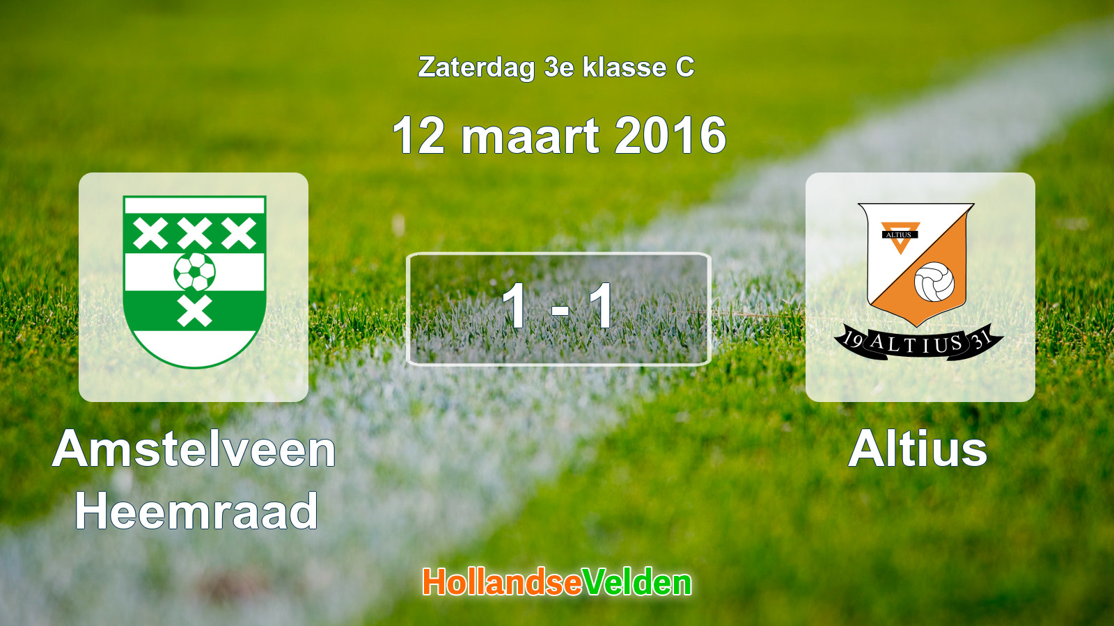 Gespeelde wedstrijd: Amstelveen Heemraad - Altius 1 - 1 (12 maart 2016)