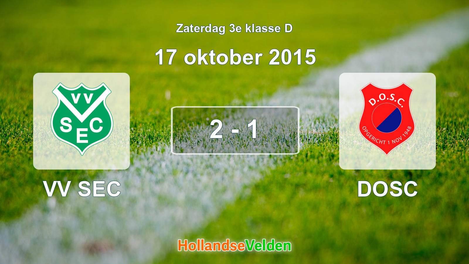 Gespeelde wedstrijd: VV SEC - DOSC 2 - 1 (17 oktober 2015)