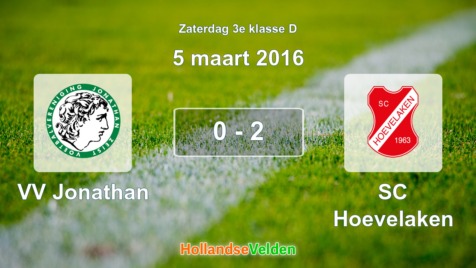 Gespeelde wedstrijd: VV Jonathan - SC Hoevelaken 0 - 2 (5 maart 2016)
