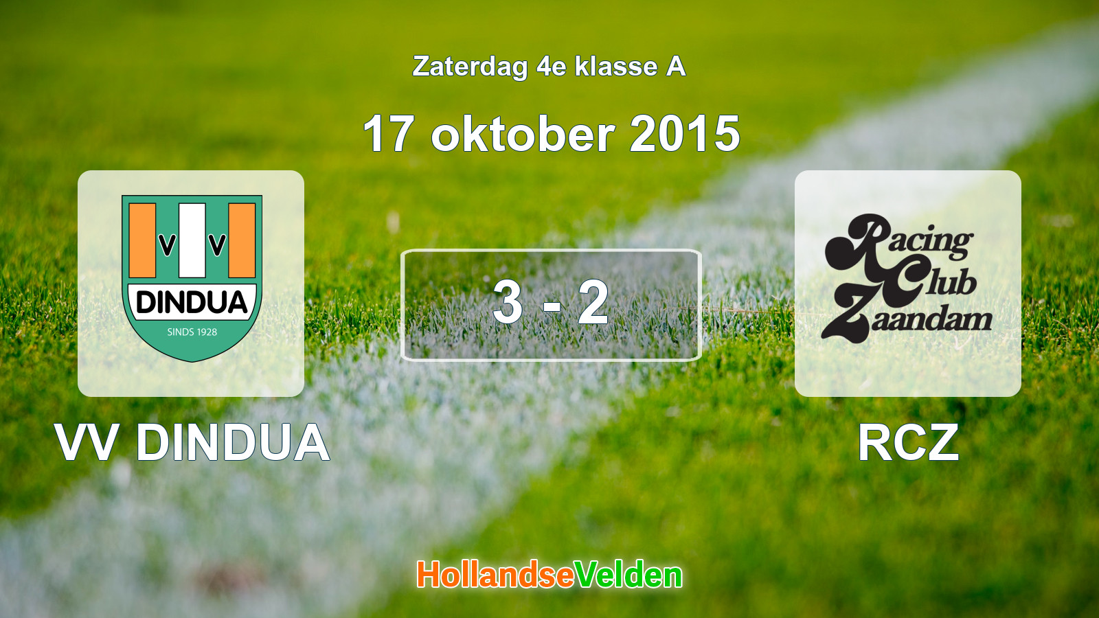 Gespeelde wedstrijd: VV DINDUA - RCZ 3 - 2 (17 oktober 2015)