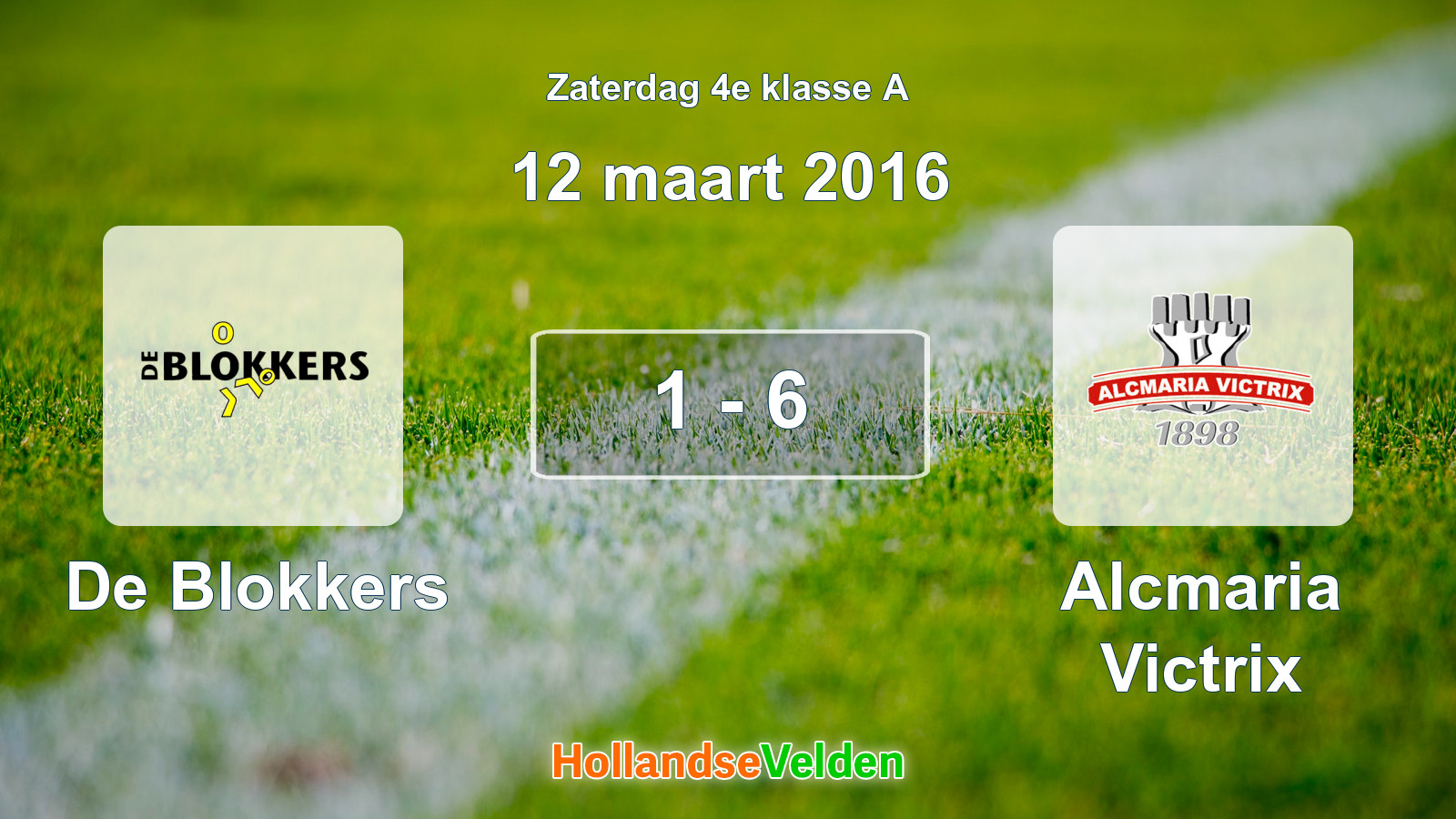 Gespeelde wedstrijd: De Blokkers - Alcmaria Victrix 1 - 6 (12 maart 2016)