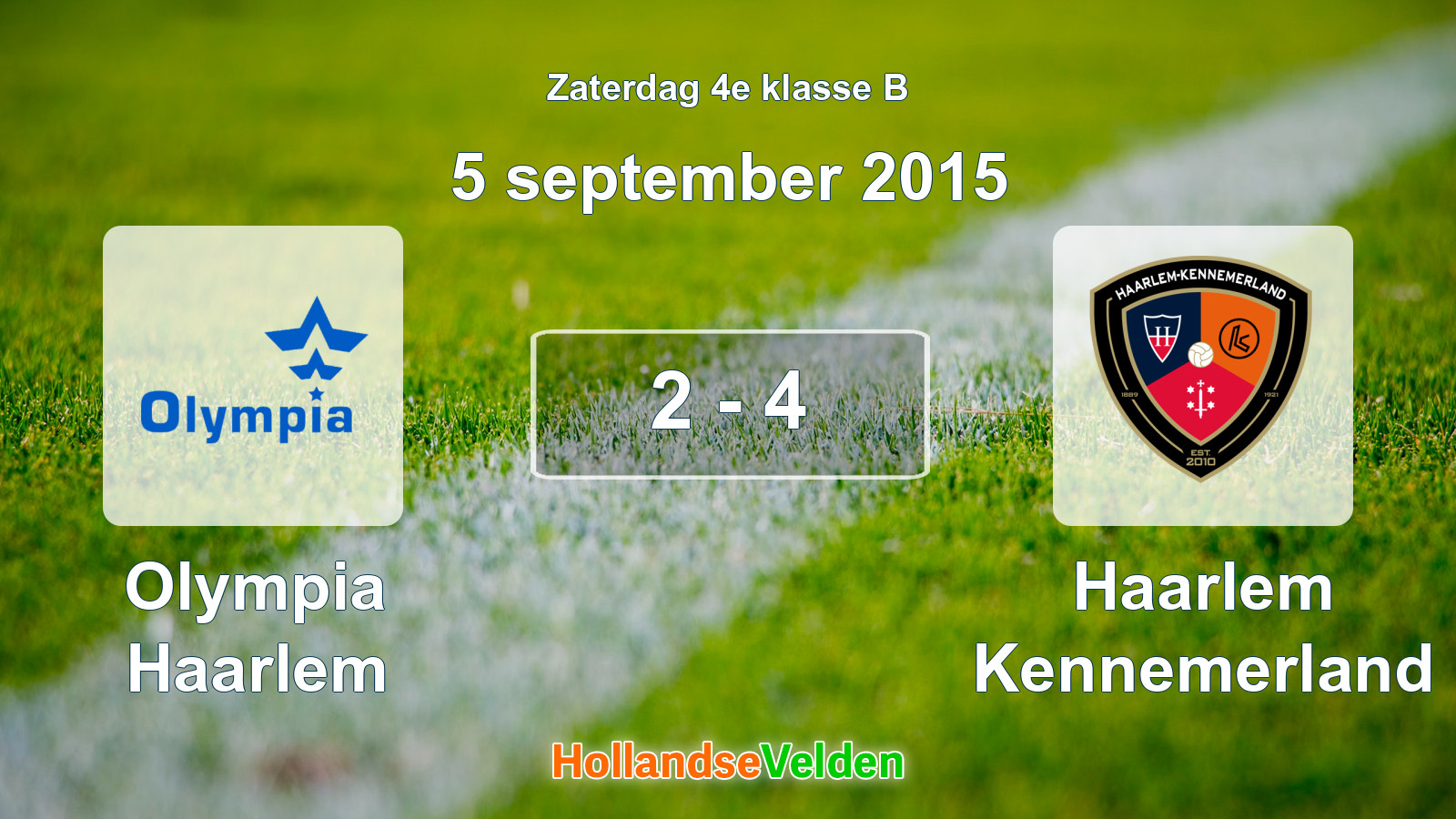 Gespeelde wedstrijd: Olympia Haarlem - Haarlem Kennemerland 2 - 4 (5 september 2015)
