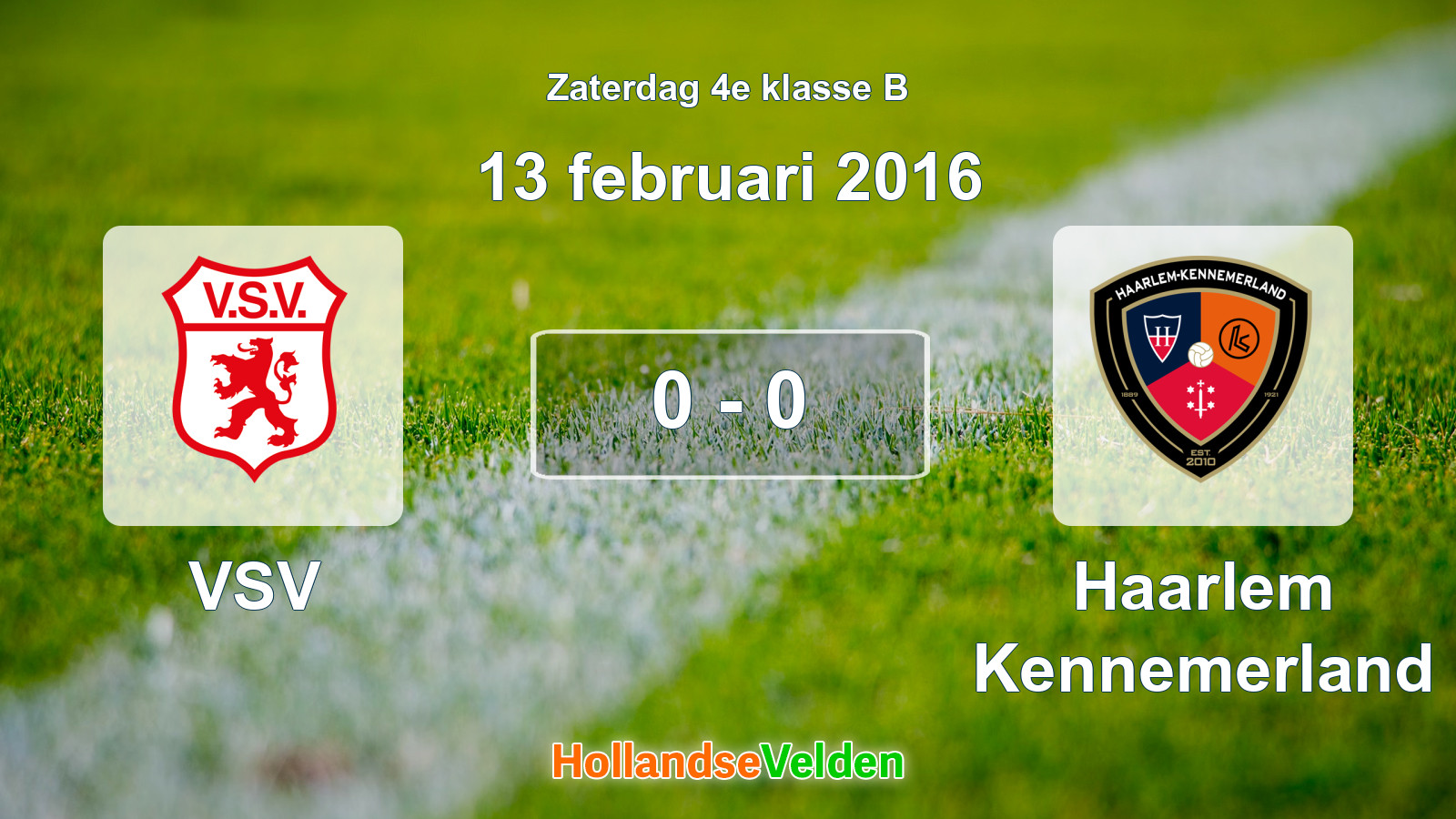 Gespeelde wedstrijd: VSV - Haarlem Kennemerland 0 - 0 (13 februari 2016)