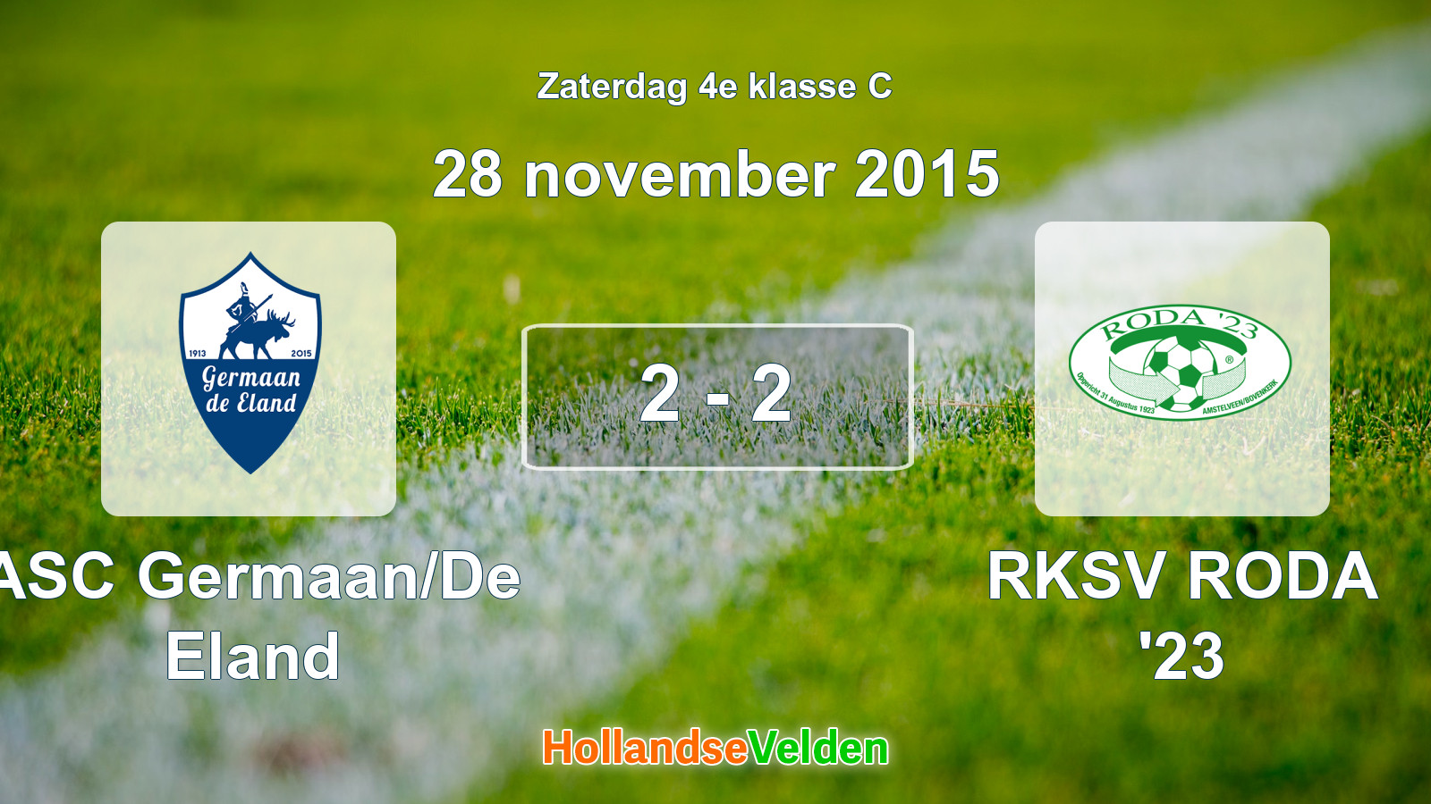 Gespeelde wedstrijd: ASC Germaan/De Eland - RKSV RODA '23 2 - 2 (28 november 2015)