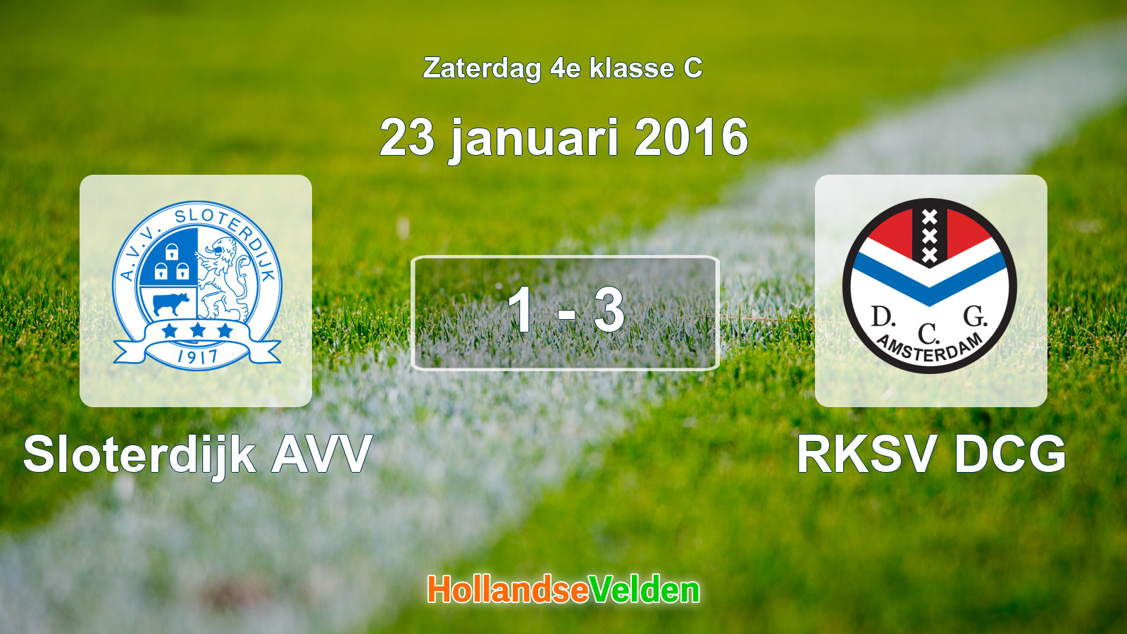 Gespeelde wedstrijd: Sloterdijk AVV - RKSV DCG 1 - 3 (23 januari 2016)