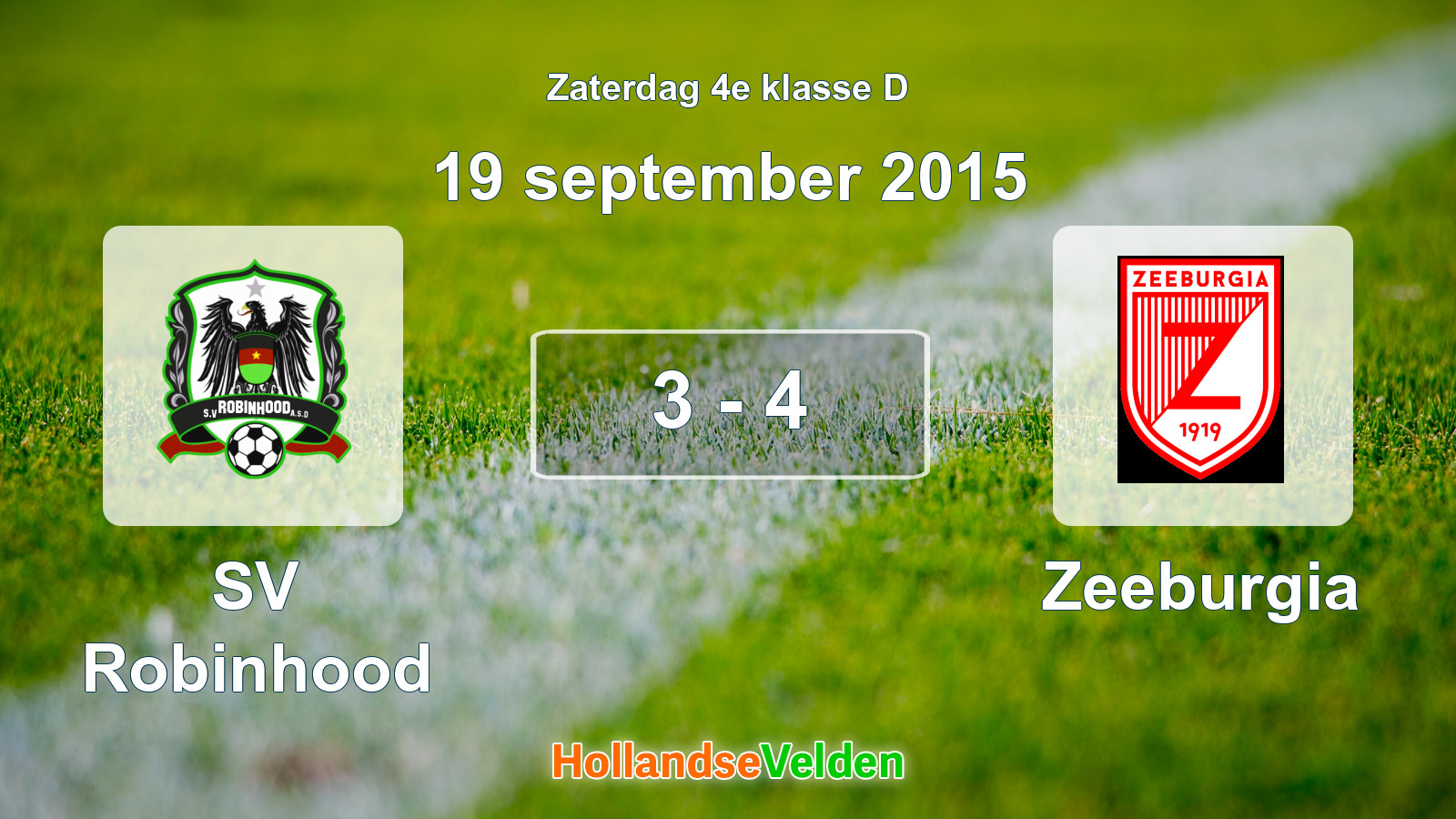 Gespeelde wedstrijd: SV Robinhood - Zeeburgia 3 - 4 (19 september 2015)