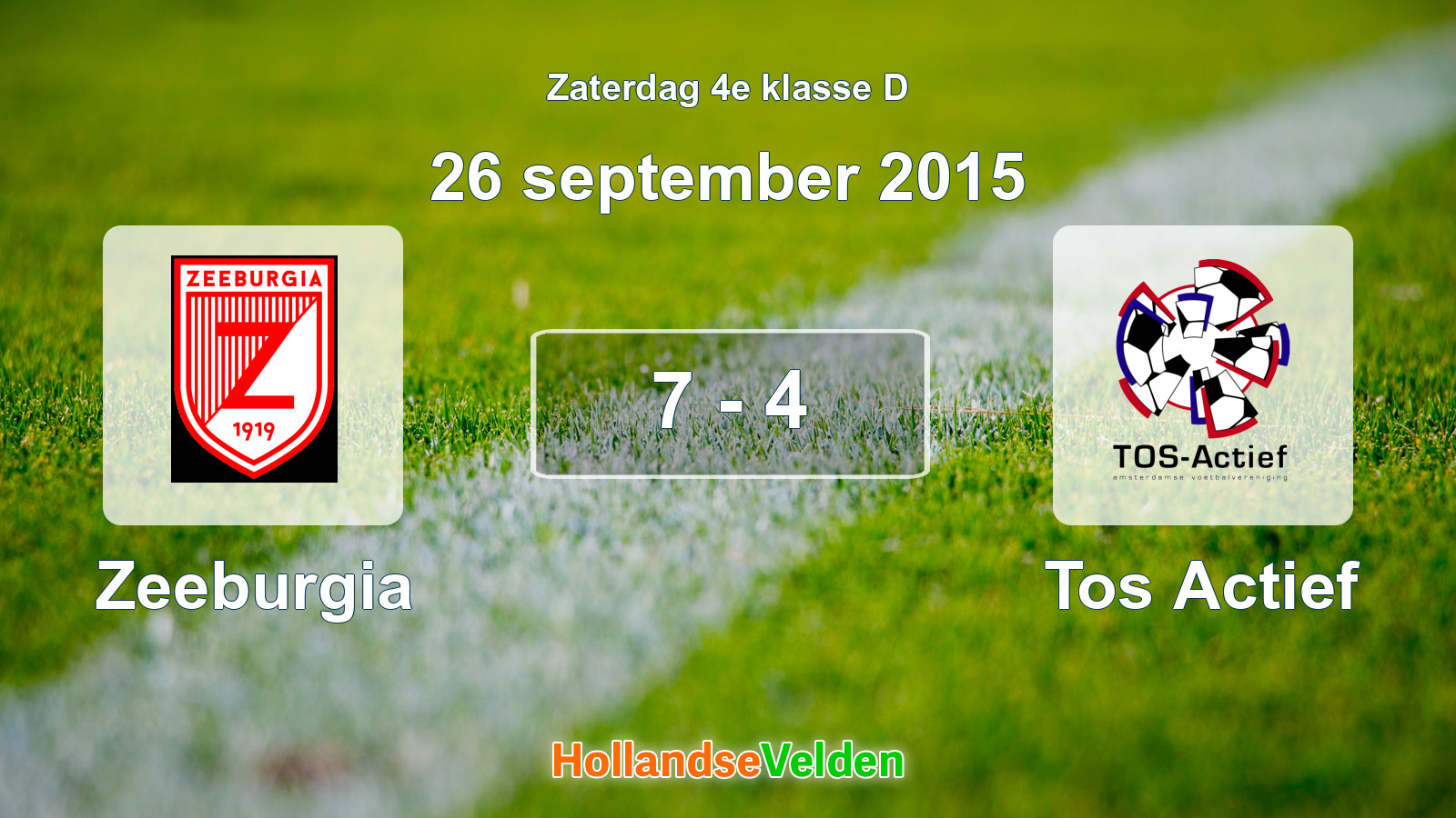 Gespeelde wedstrijd: Zeeburgia - Tos Actief 7 - 4 (26 september 2015)