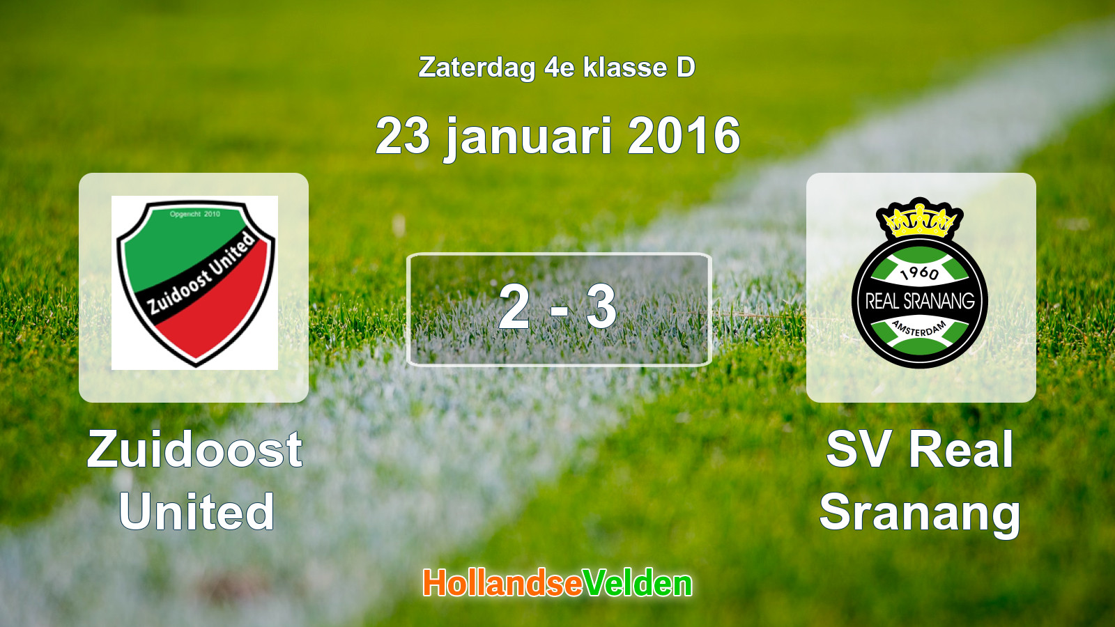 Gespeelde wedstrijd: Zuidoost United - SV Real Sranang 2 - 3 (23 januari 2016)