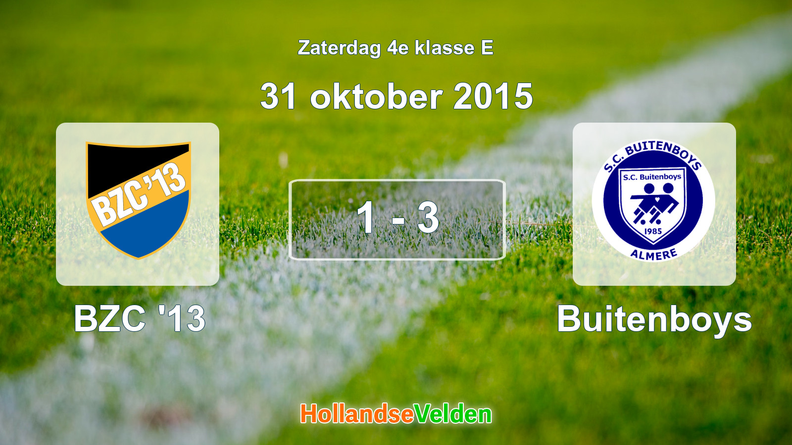 Gespeelde wedstrijd: BZC '13 - Buitenboys 1 - 3 (31 oktober 2015)