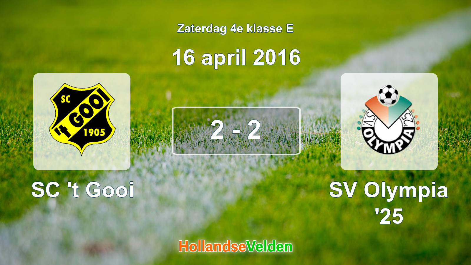 Gespeelde wedstrijd: SC 't Gooi - SV Olympia '25 2 - 2 (16 april 2016)