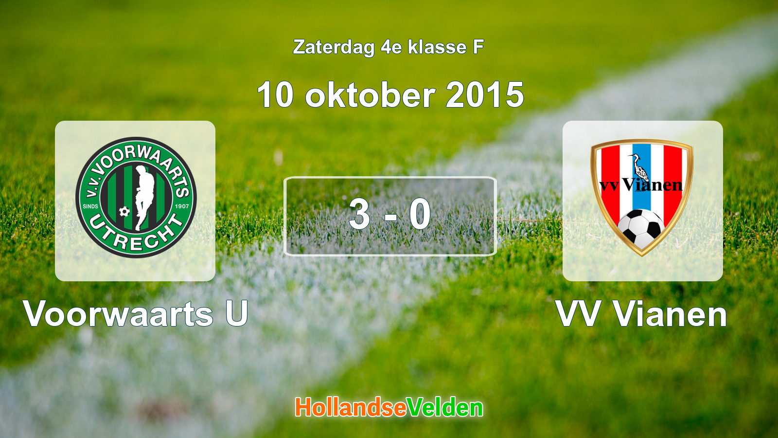 Gespeelde wedstrijd: Voorwaarts U - VV Vianen 3 - 0 (10 oktober 2015)