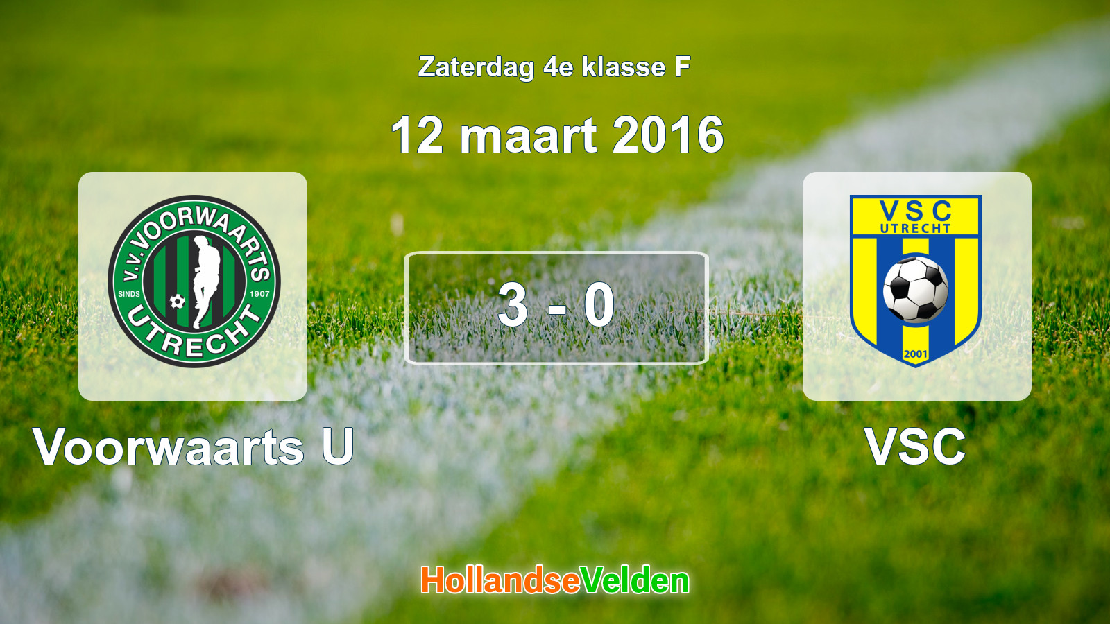 Gespeelde wedstrijd: Voorwaarts U - VSC 3 - 0 (12 maart 2016)