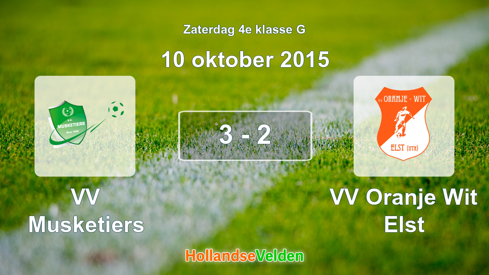 Gespeelde wedstrijd: VV Musketiers - VV Oranje Wit Elst 3 - 2 (10 oktober 2015)