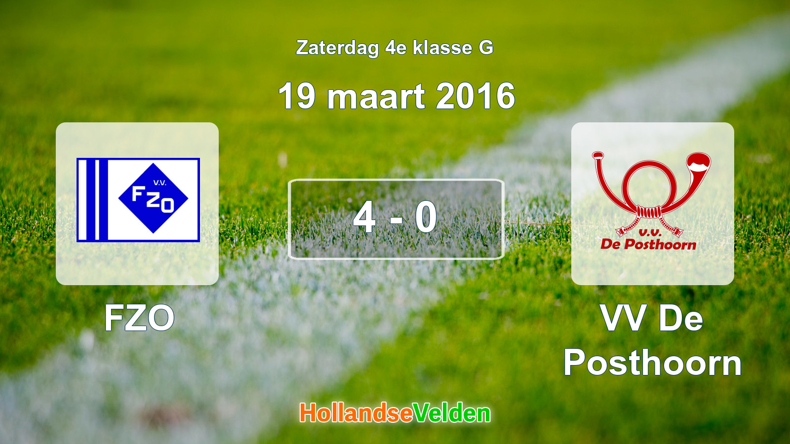 Gespeelde wedstrijd: FZO - VV De Posthoorn 4 - 0 (19 maart 2016)