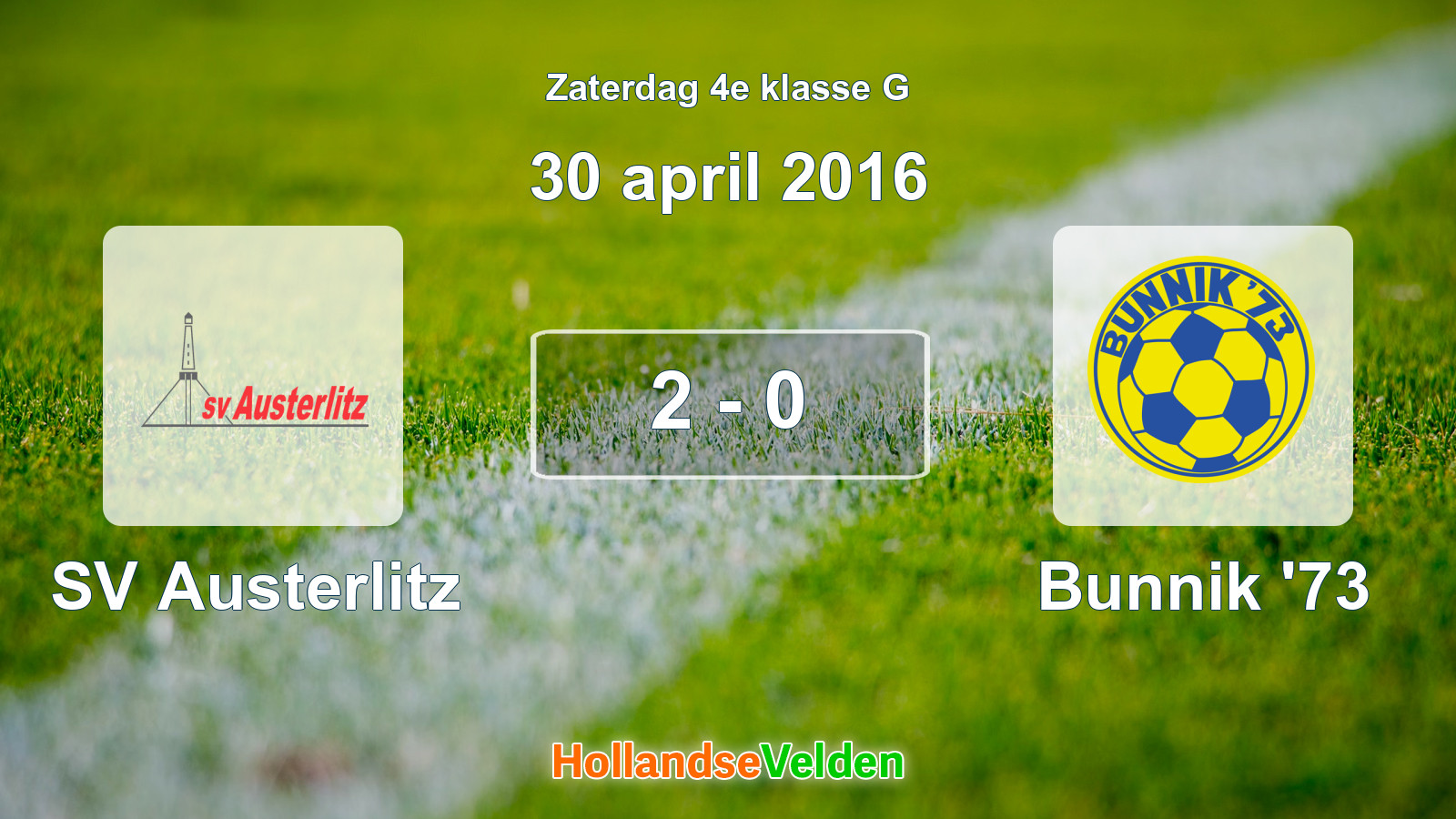 Gespeelde wedstrijd: SV Austerlitz - Bunnik '73 2 - 0 (30 april 2016)