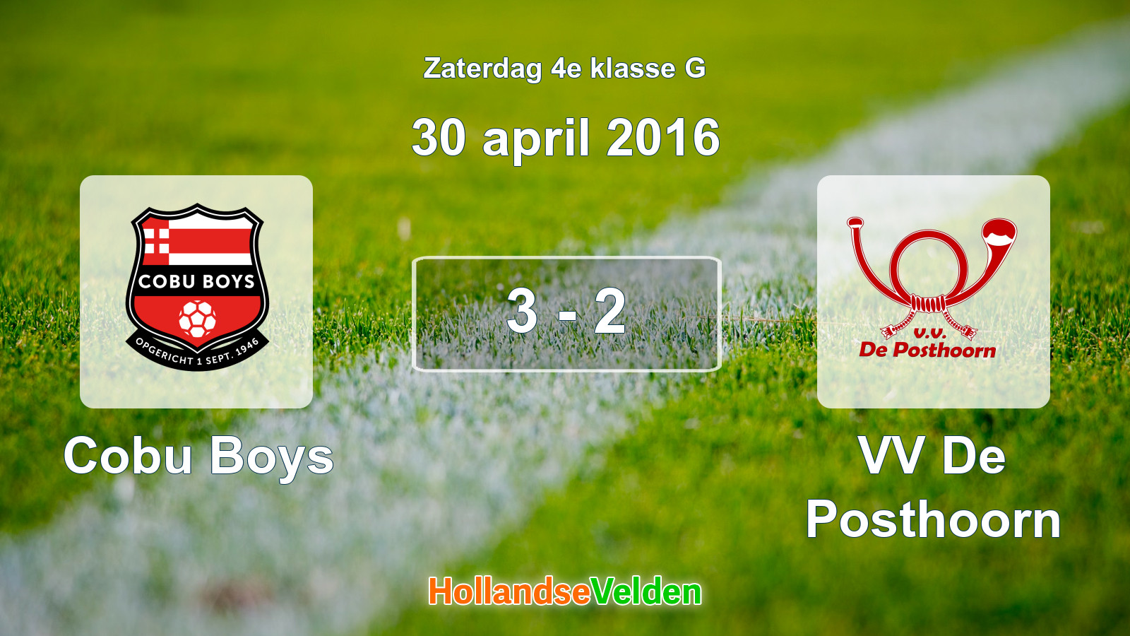 Gespeelde wedstrijd: Cobu Boys - VV De Posthoorn 3 - 2 (30 april 2016)