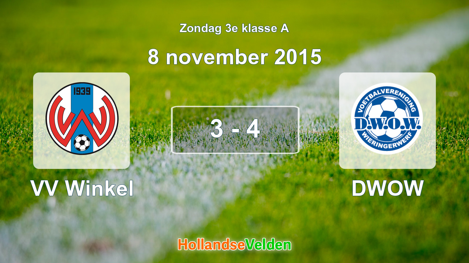 Gespeelde wedstrijd: VV Winkel - DWOW 3 - 4 (8 november 2015)