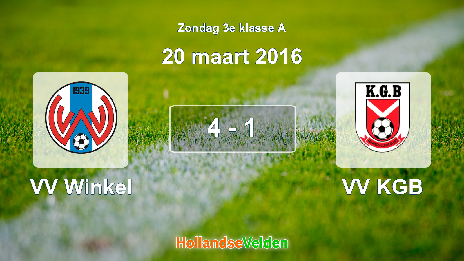 Gespeelde wedstrijd: VV Winkel - VV KGB 4 - 1 (20 maart 2016)