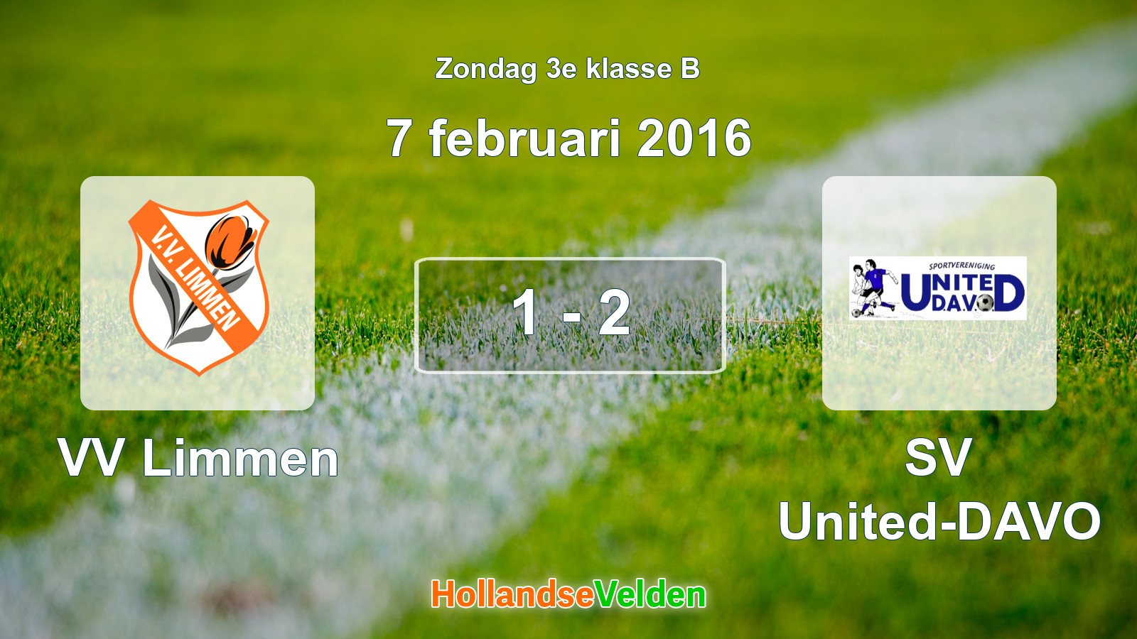 Gespeelde wedstrijd: VV Limmen - SV United-DAVO 1 - 2 (7 februari 2016)