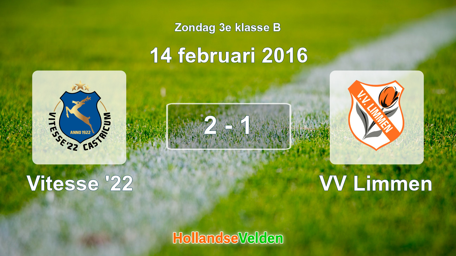 Gespeelde wedstrijd: Vitesse '22 - VV Limmen 2 - 1 (14 februari 2016)