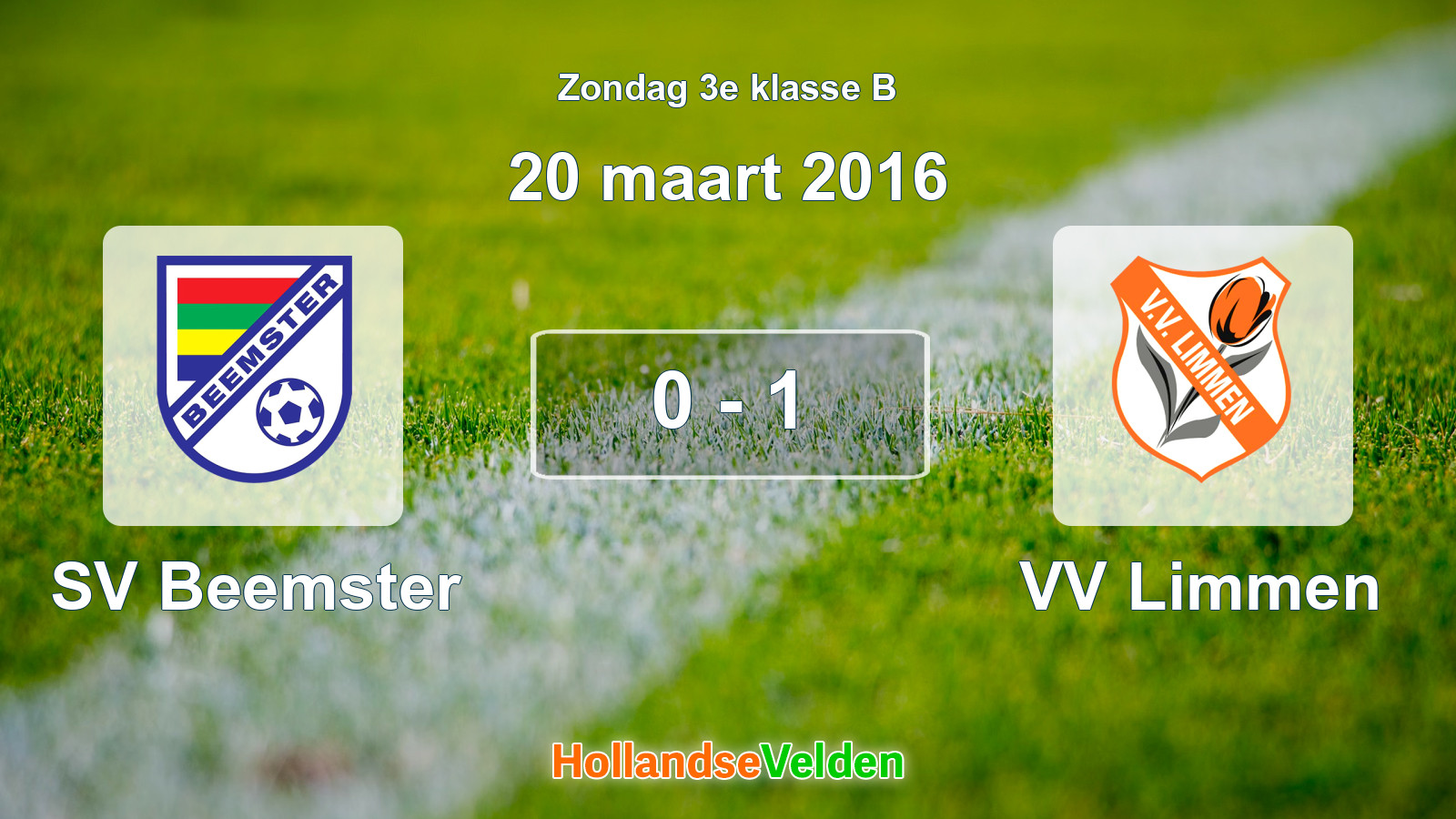 Gespeelde wedstrijd: SV Beemster - VV Limmen 0 - 1 (20 maart 2016)
