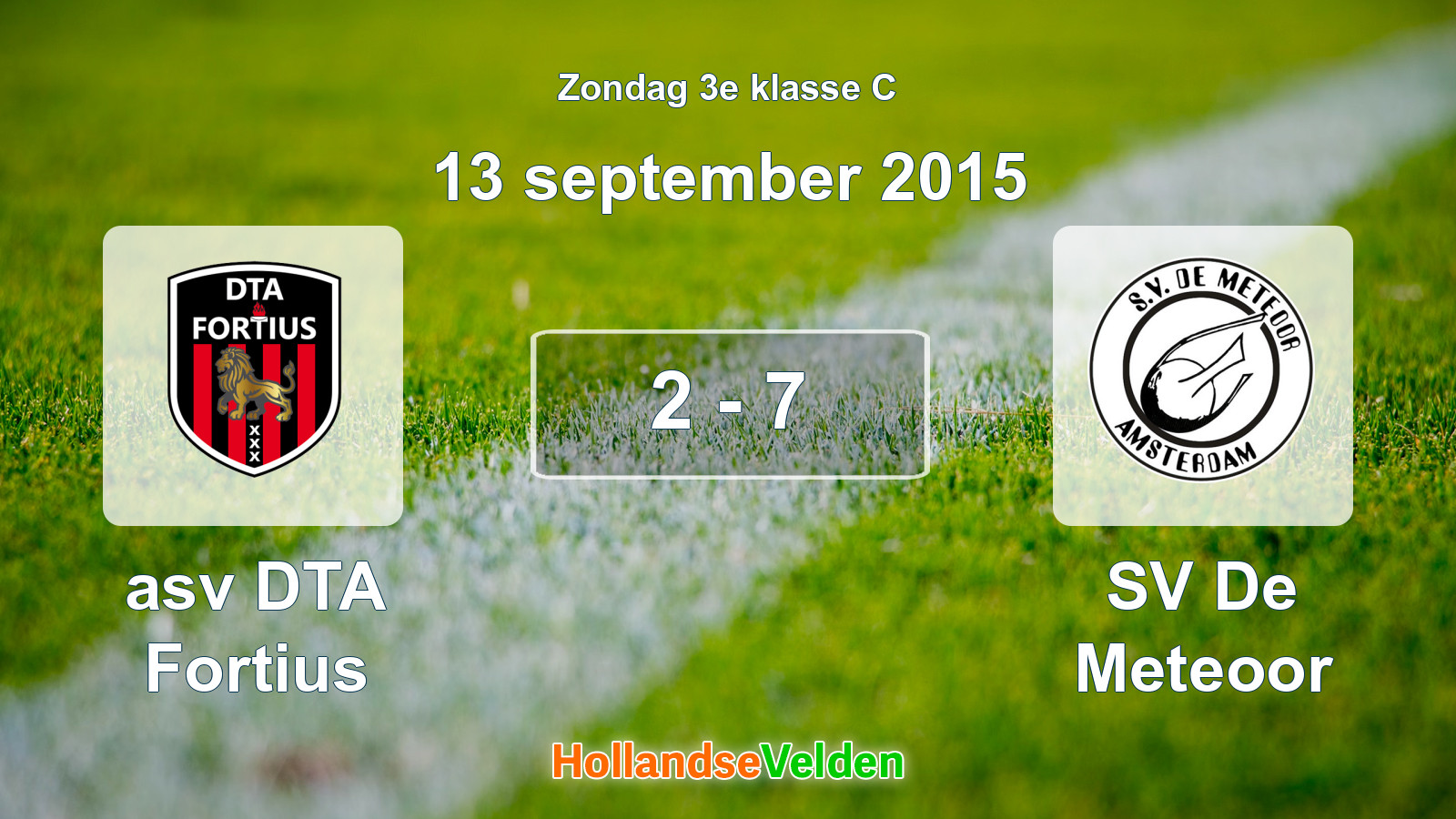 Gespeelde wedstrijd: asv DTA Fortius - SV De Meteoor 2 - 7 (13 september 2015)