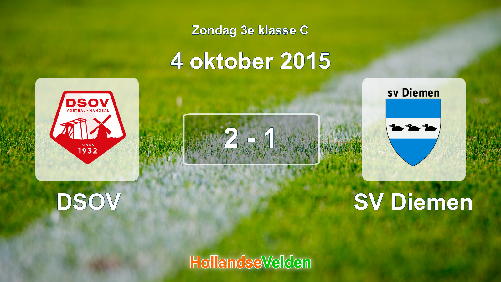 Gespeelde wedstrijd: DSOV - SV Diemen 2 - 1 (4 oktober 2015)