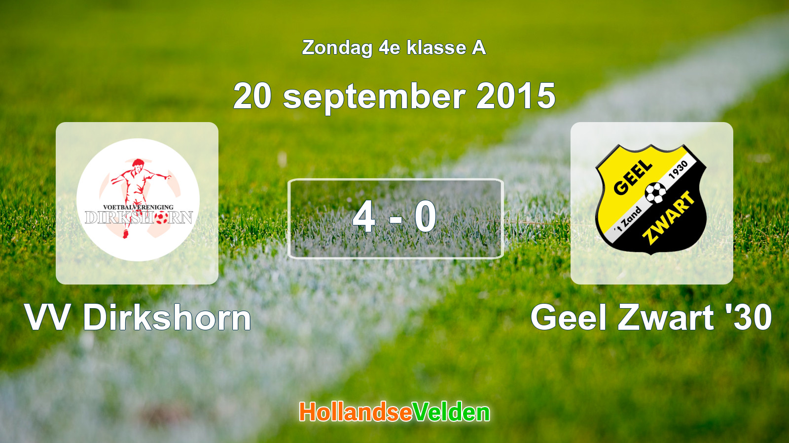 Gespeelde wedstrijd: VV Dirkshorn - Geel Zwart '30 4 - 0 (20 september 2015)