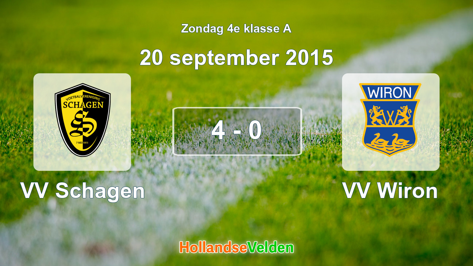 Gespeelde wedstrijd: VV Schagen - VV Wiron 4 - 0 (20 september 2015)