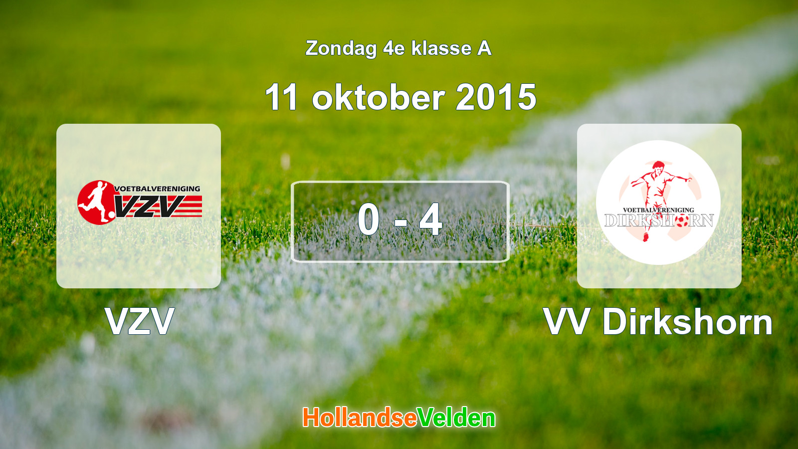 Gespeelde wedstrijd: VZV - VV Dirkshorn 0 - 4 (11 oktober 2015)