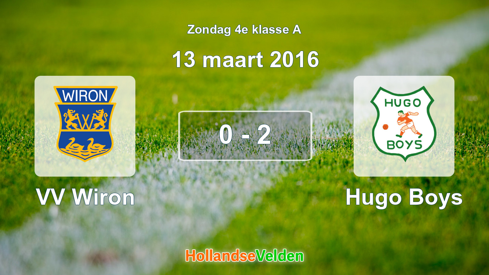 Gespeelde wedstrijd: VV Wiron - Hugo Boys 0 - 2 (13 maart 2016)