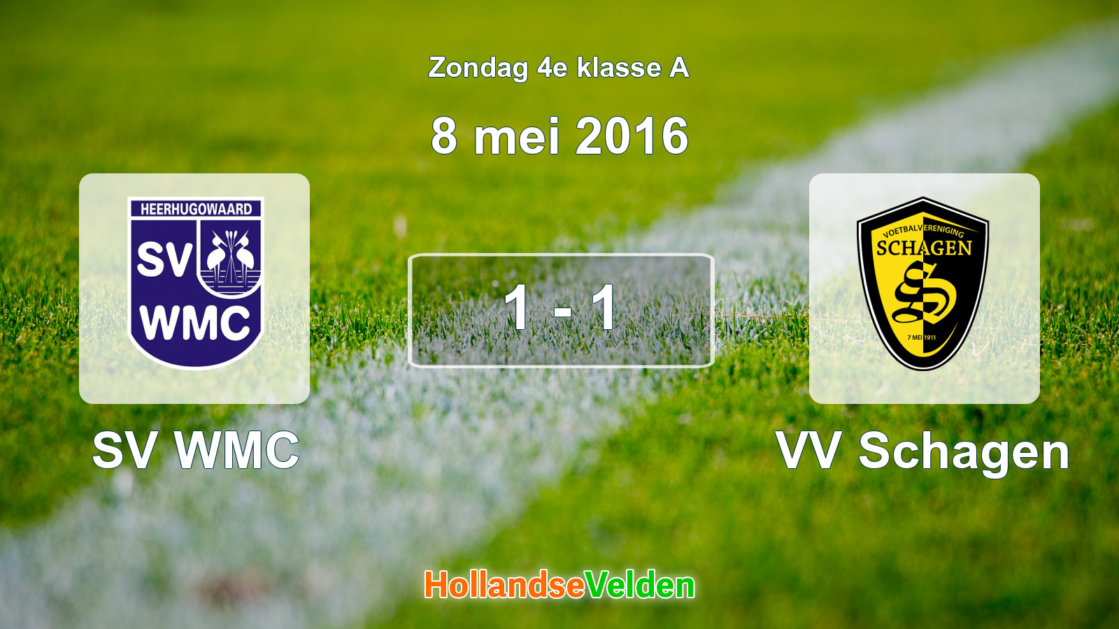 Gespeelde wedstrijd: SV WMC - VV Schagen 1 - 1 (8 mei 2016)