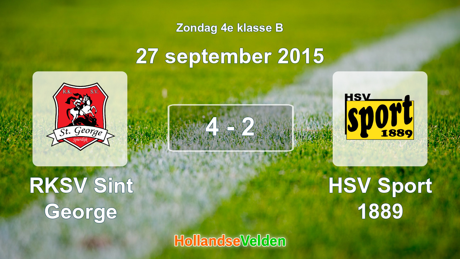 Gespeelde wedstrijd: RKSV Sint George - HSV Sport 1889 4 - 2 (27 september 2015)