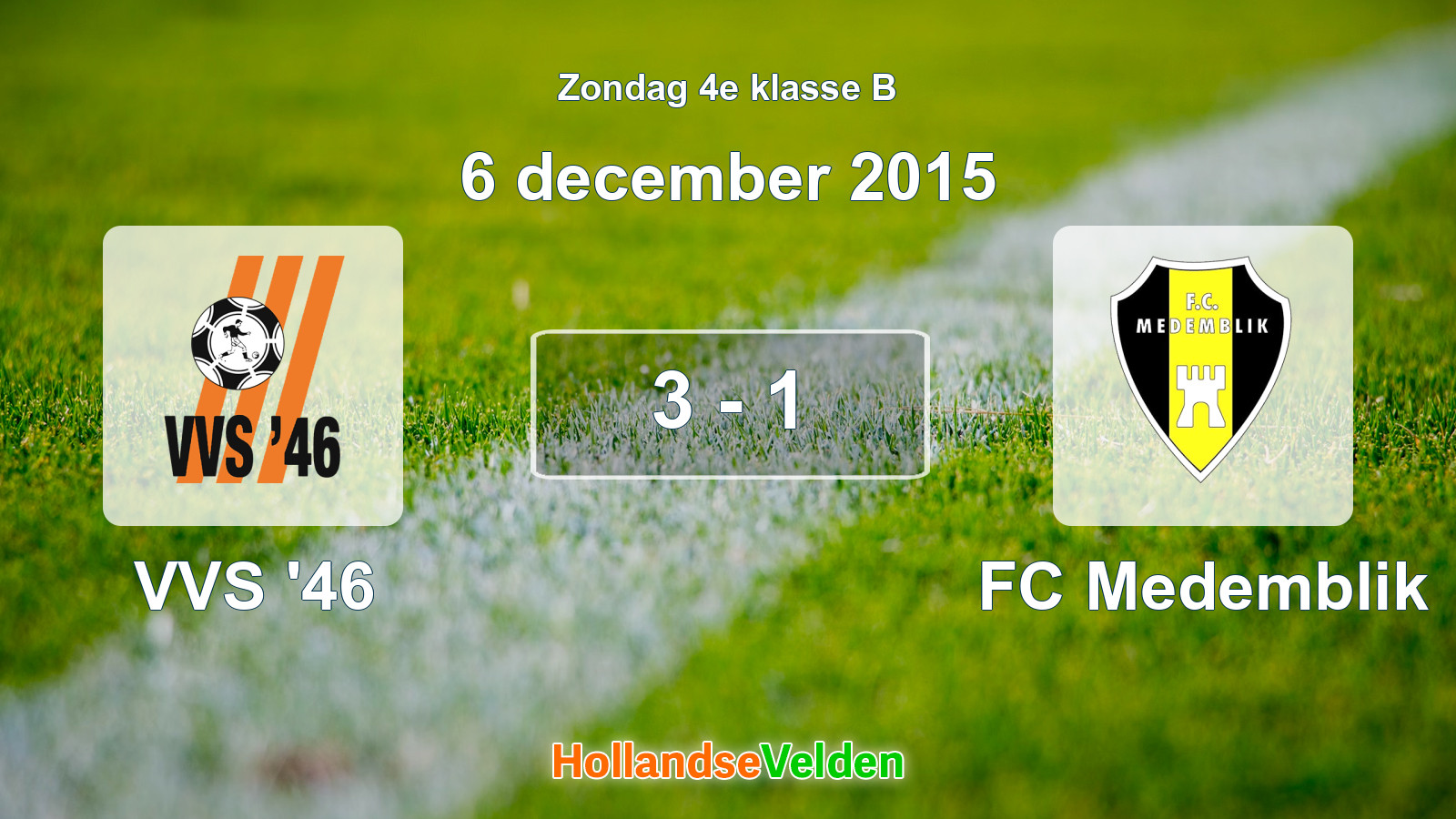 Gespeelde wedstrijd: VVS '46 - FC Medemblik 3 - 1 (6 december 2015)