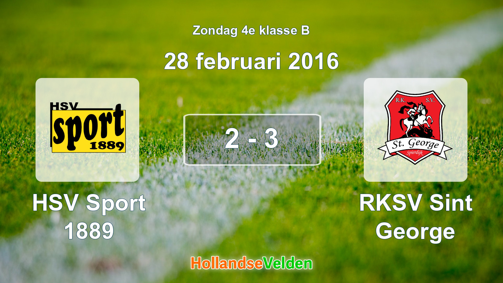 Gespeelde wedstrijd: HSV Sport 1889 - RKSV Sint George 2 - 3 (28 februari 2016)