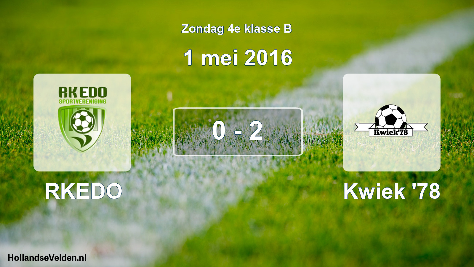 Gespeelde wedstrijd: RKEDO - Kwiek '78 0 - 2 (1 mei 2016)