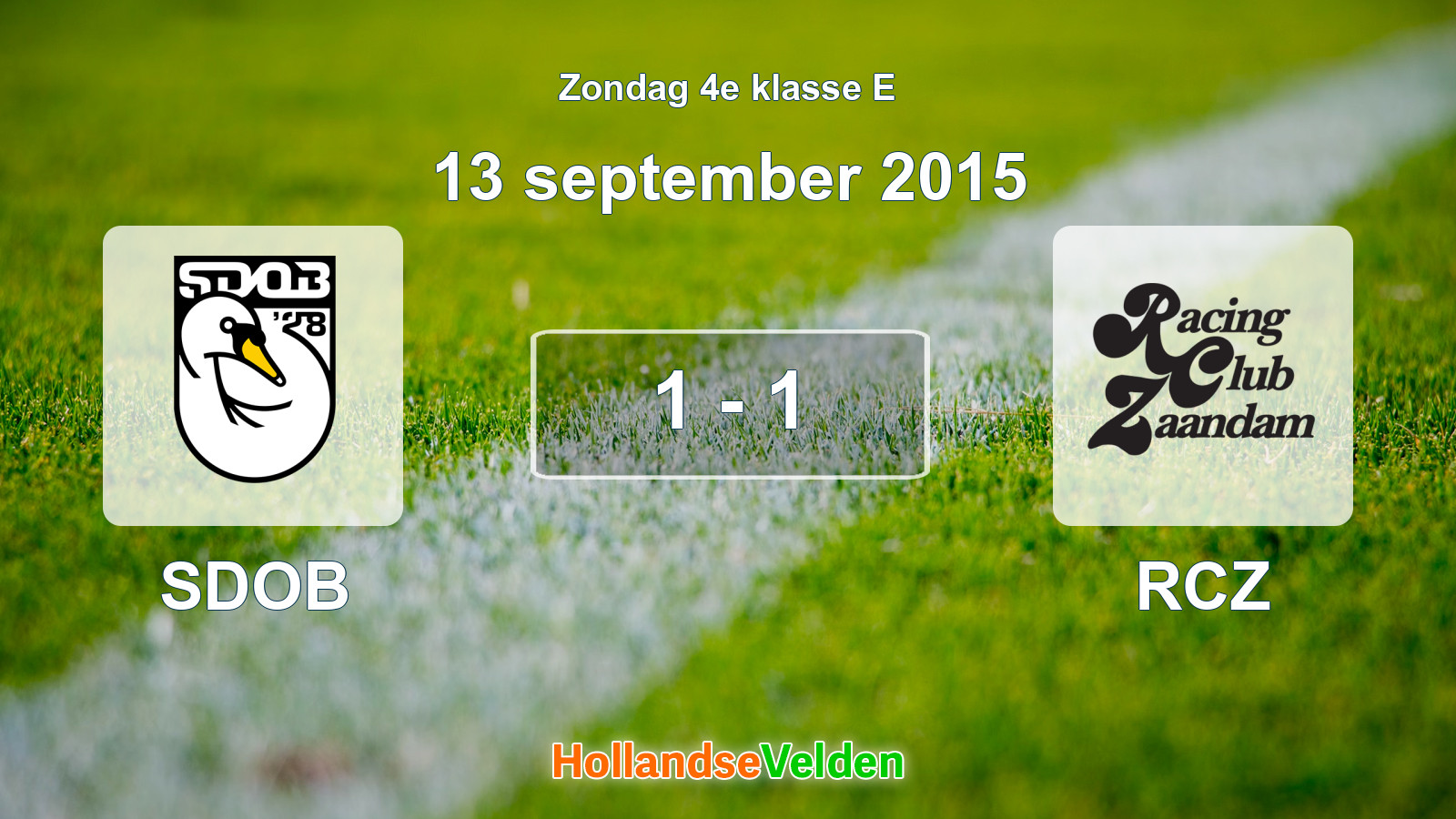 Gespeelde wedstrijd: SDOB - RCZ 1 - 1 (13 september 2015)