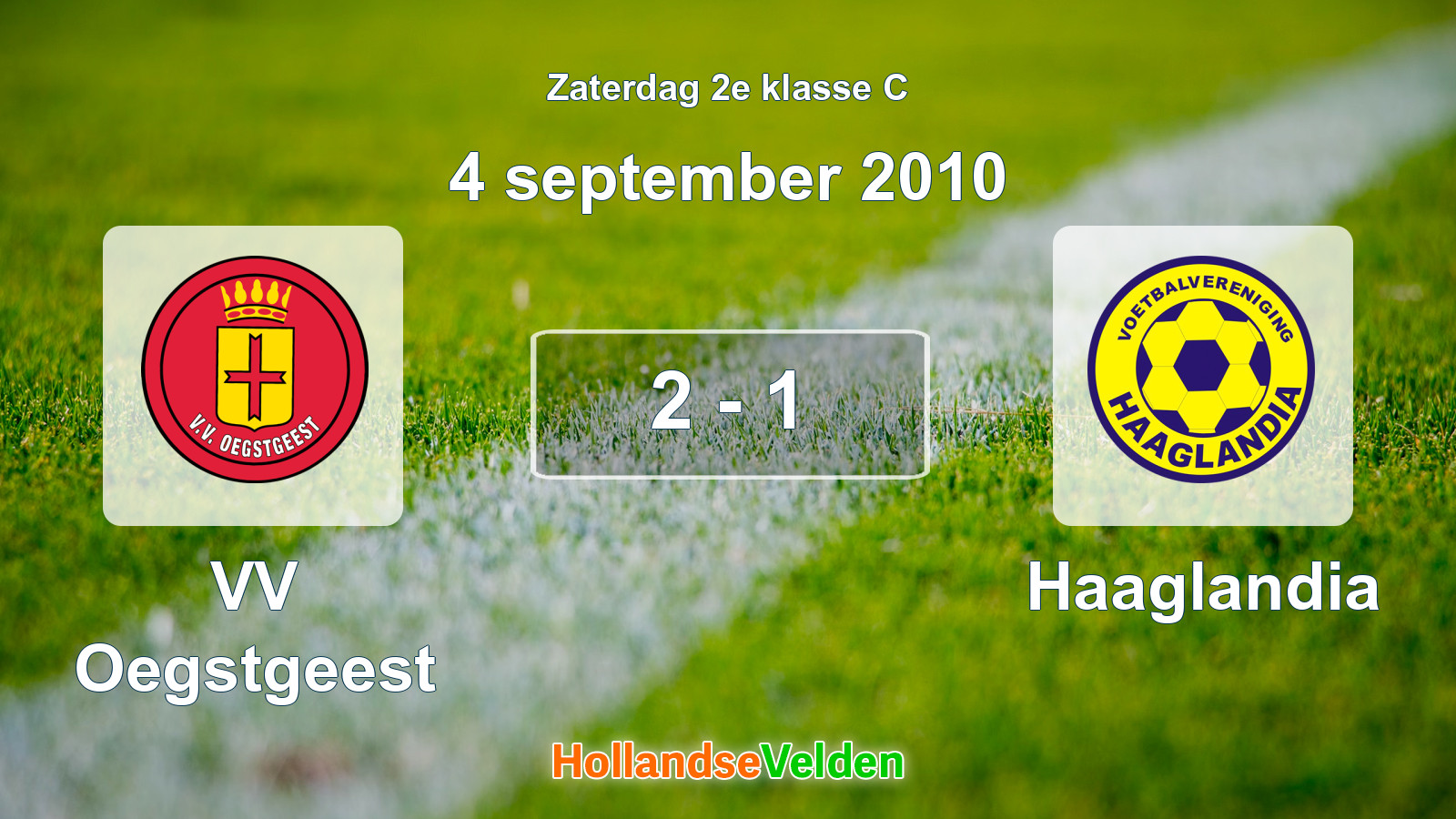 Gespeelde wedstrijd: VV Oegstgeest - Haaglandia 2 - 1 (4 september 2010)