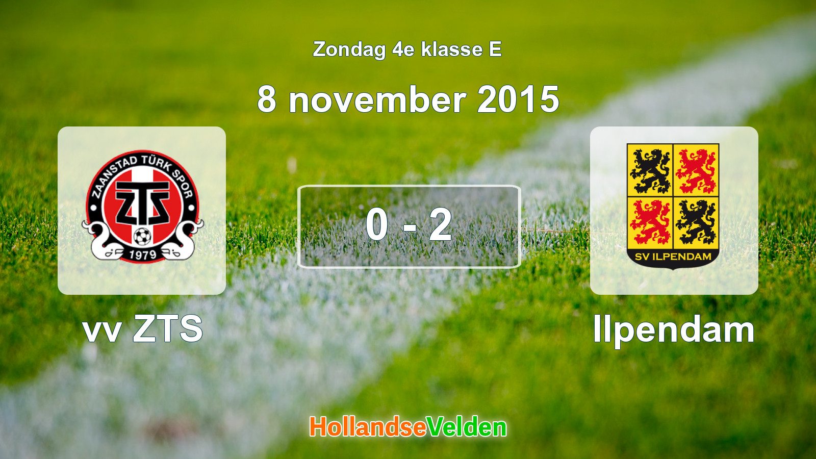Gespeelde wedstrijd: vv ZTS - Ilpendam 0 - 2 (8 november 2015)