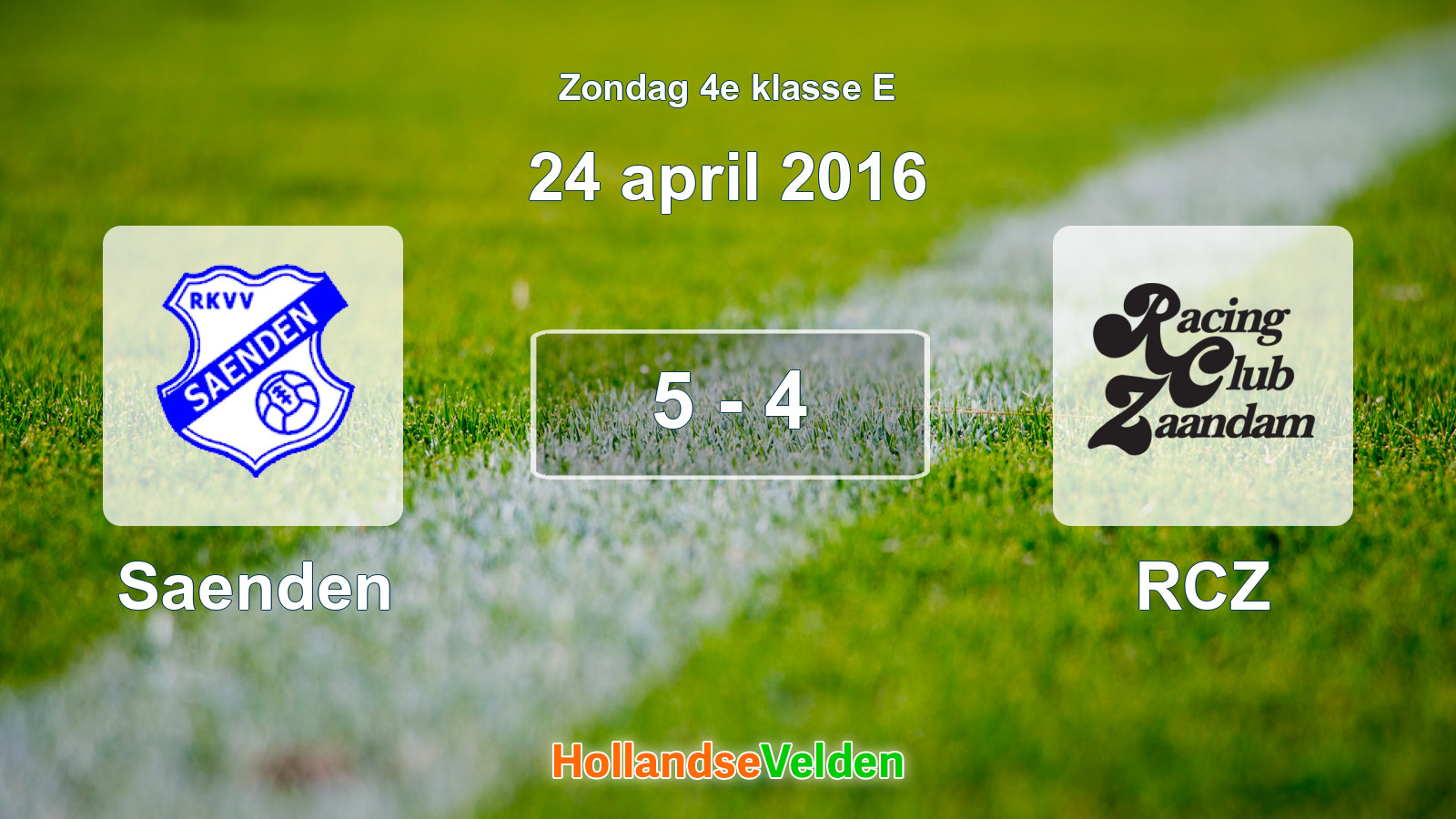 Gespeelde wedstrijd: Saenden - RCZ 5 - 4 (24 april 2016)