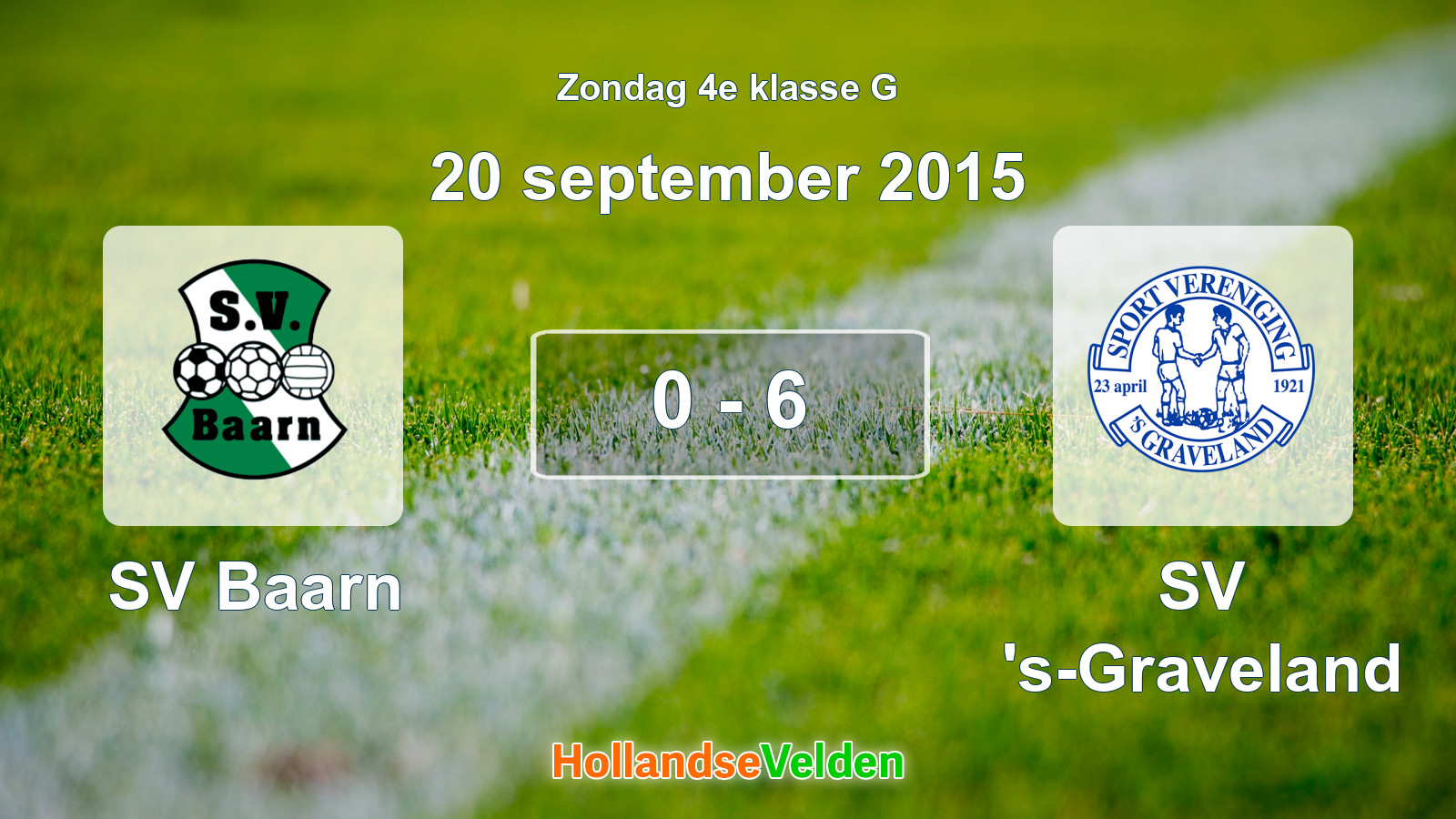 Gespeelde wedstrijd: SV Baarn - SV 's-Graveland 0 - 6 (20 september 2015)