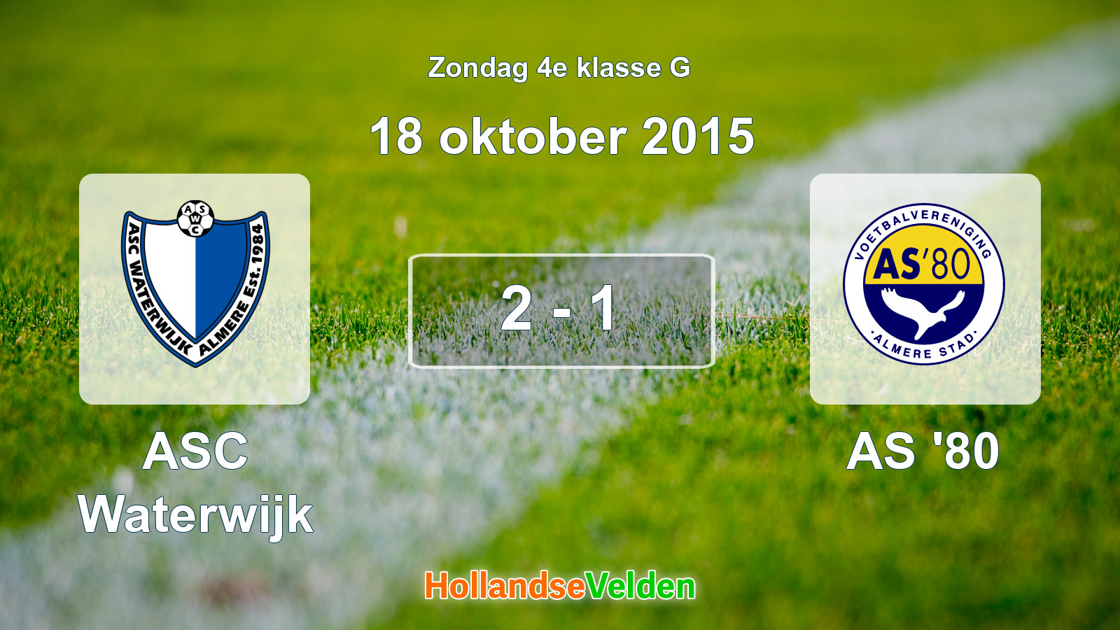 Gespeelde wedstrijd: ASC Waterwijk - AS '80 2 - 1 (18 oktober 2015)
