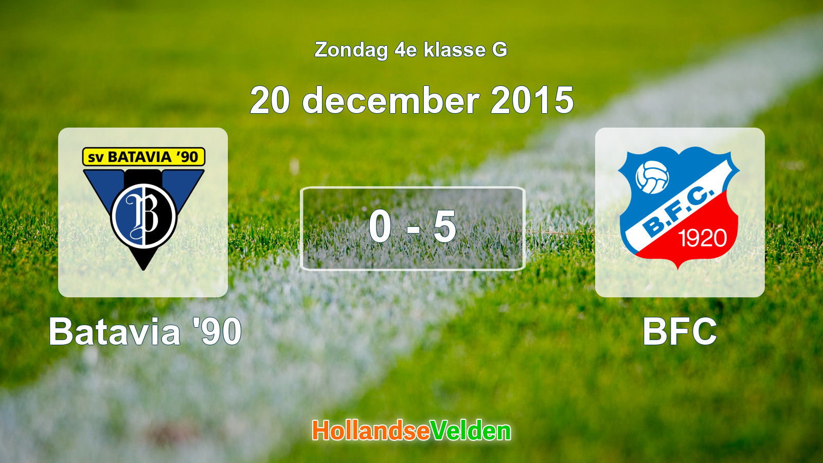 Gespeelde wedstrijd: Batavia '90 - BFC 0 - 5 (20 december 2015)