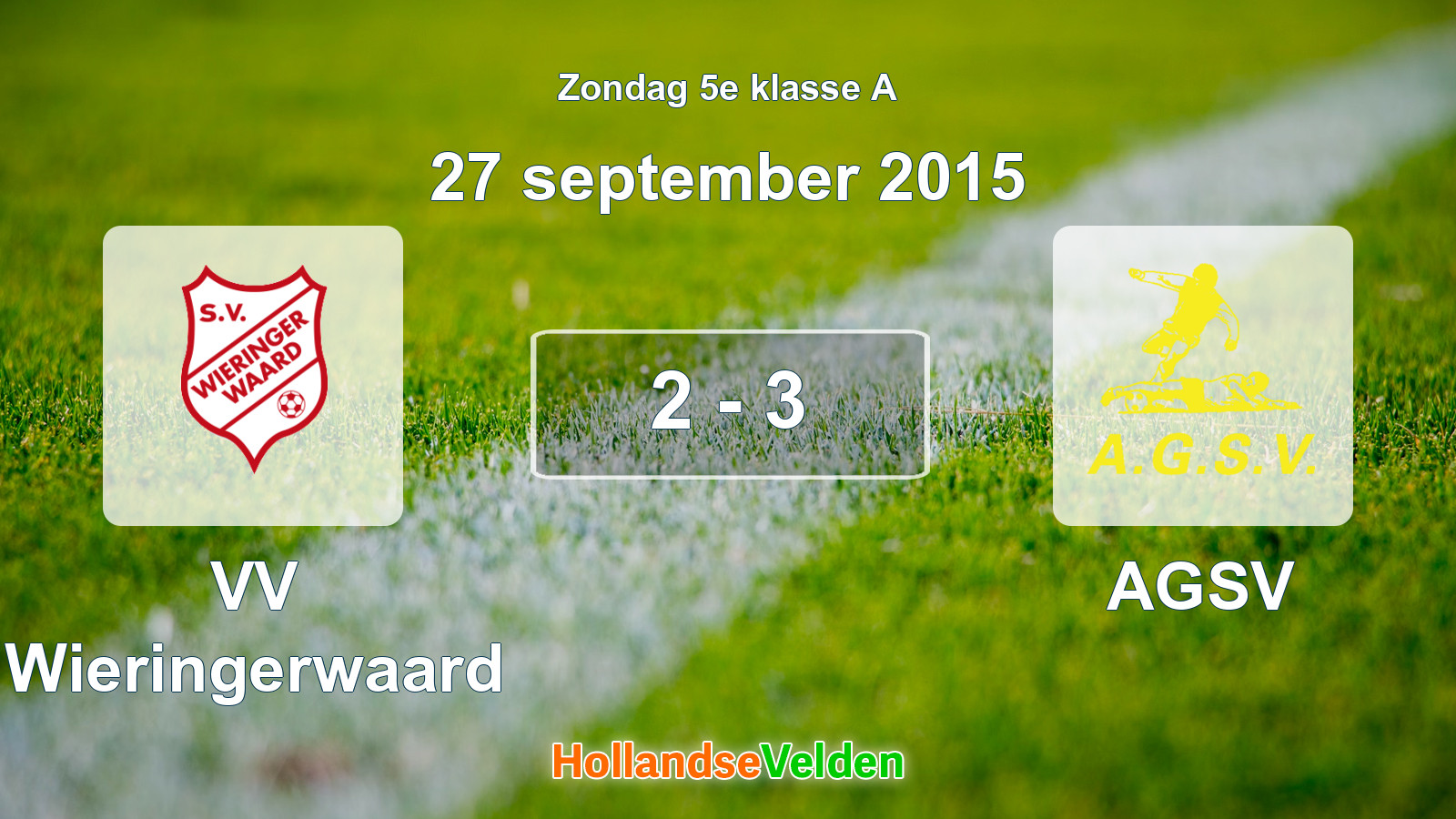 Gespeelde wedstrijd: VV Wieringerwaard - AGSV 2 - 3 (27 september 2015)