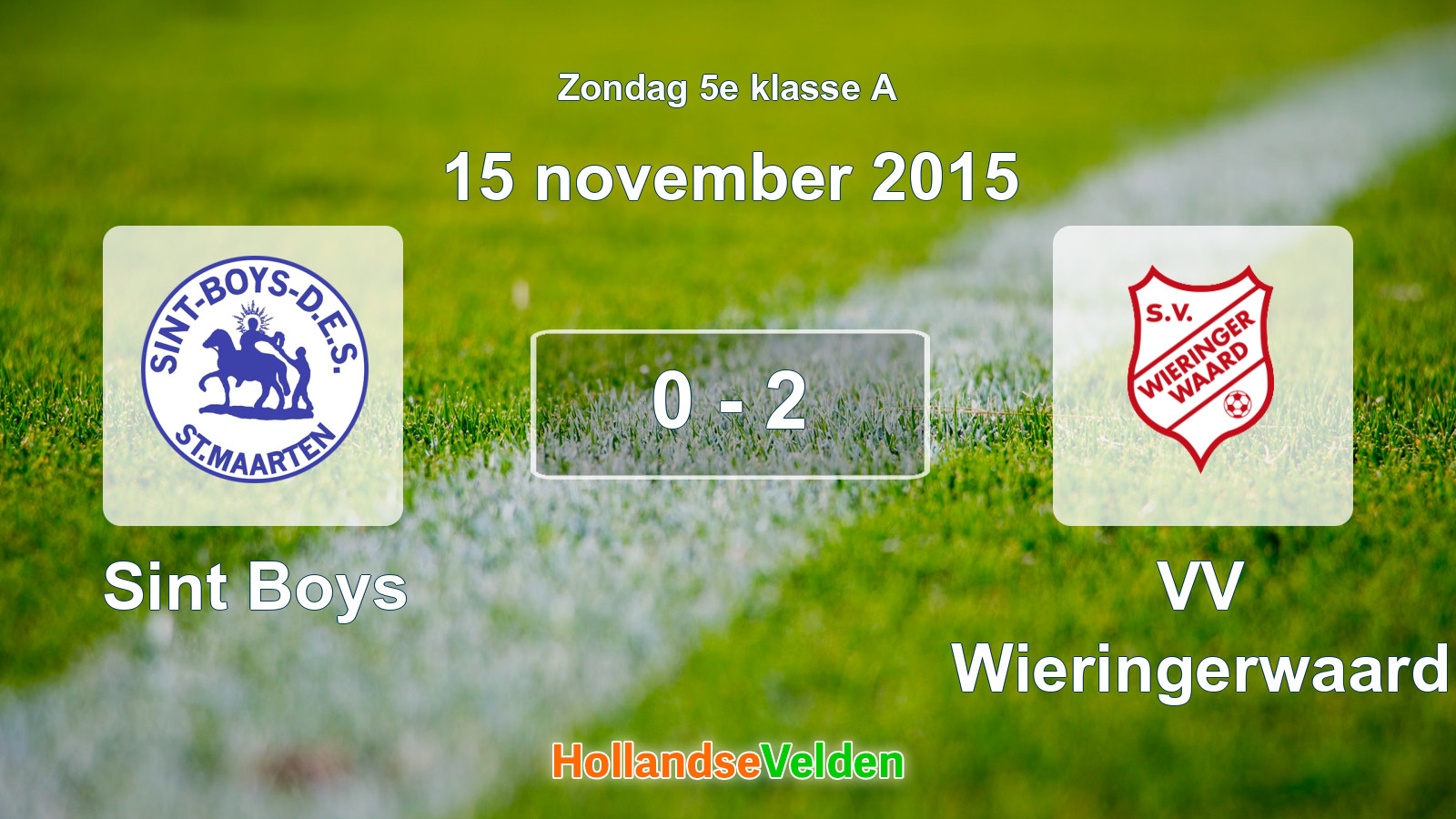 Gespeelde wedstrijd: Sint Boys - VV Wieringerwaard 0 - 2 (15 november 2015)