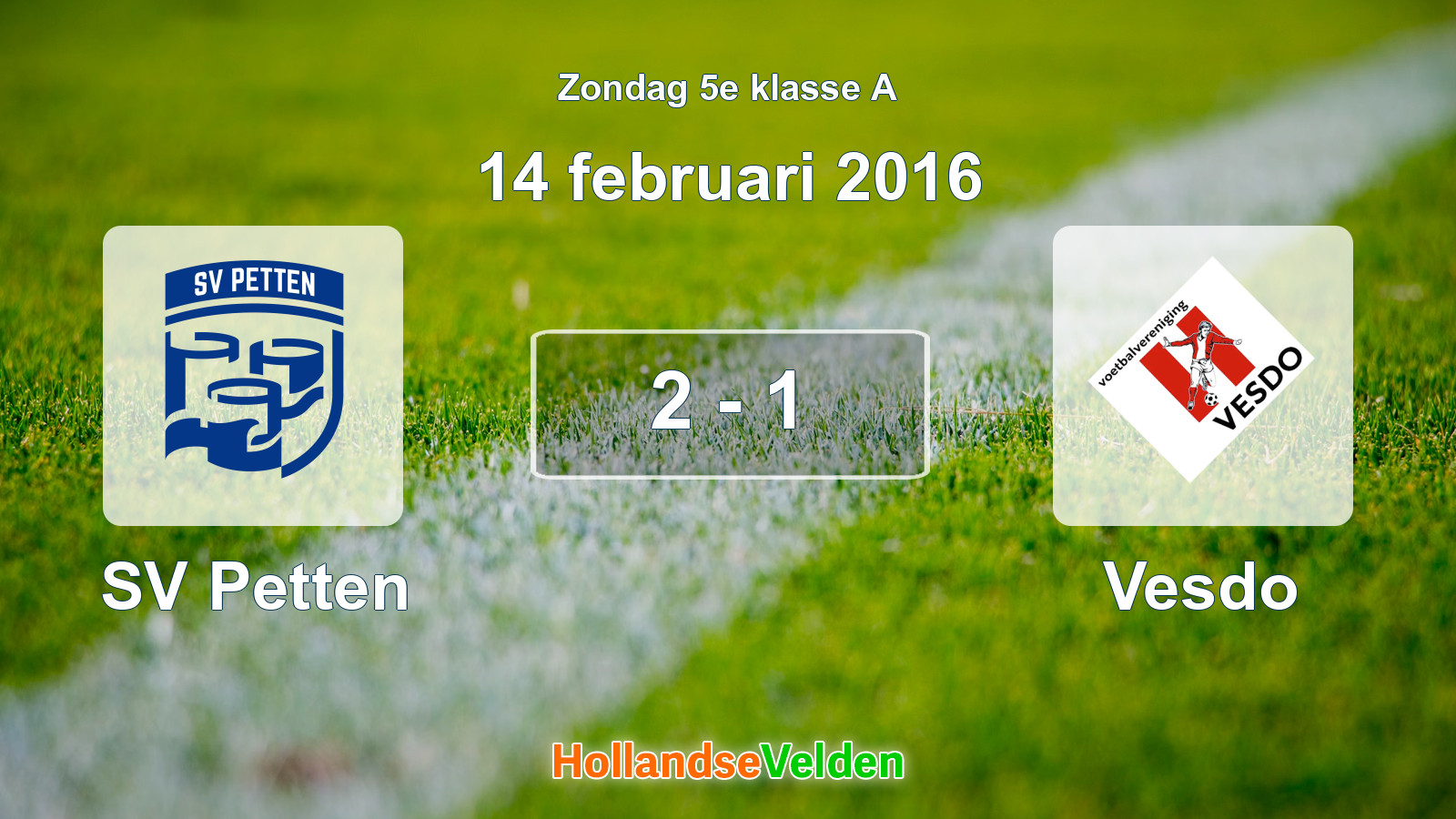 Gespeelde wedstrijd: SV Petten - Vesdo 2 - 1 (14 februari 2016)