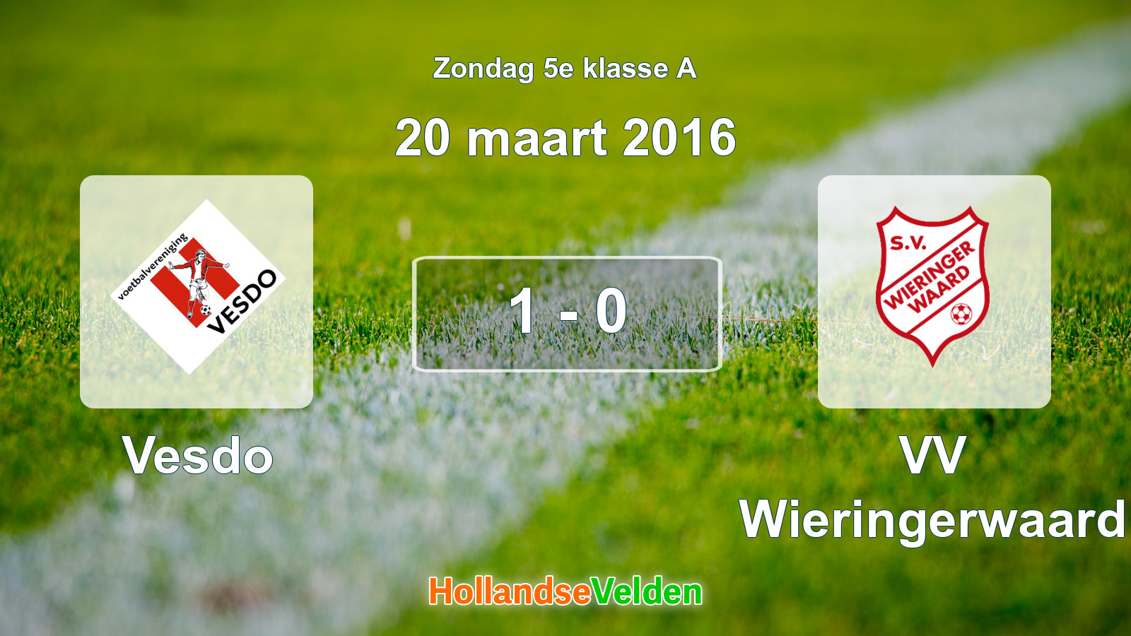 Gespeelde wedstrijd: Vesdo - VV Wieringerwaard 1 - 0 (20 maart 2016)